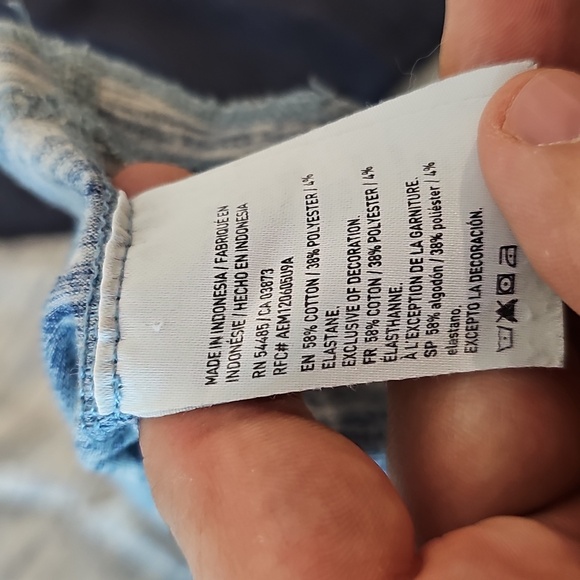 American Eagle Outfitters Blue And Gray XXL Henley Short Sleeve Shirt - Picture 7 of 7